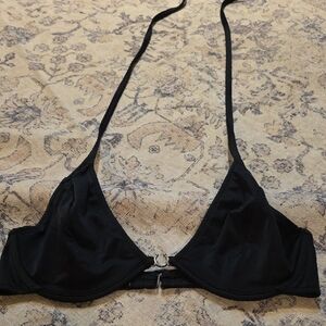 VENUS Black Halter Bra with Silver Accent